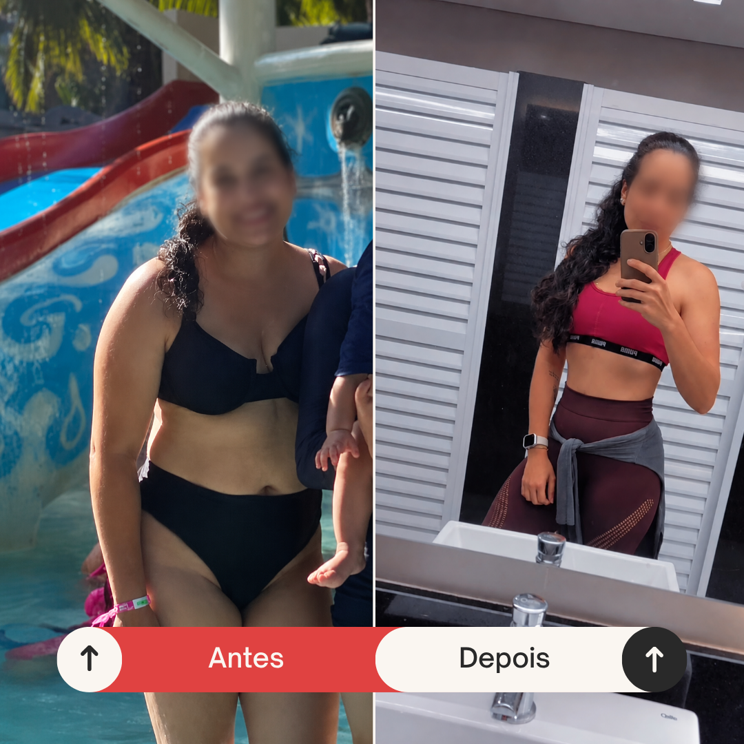 Antes e depois — transformação de aluna